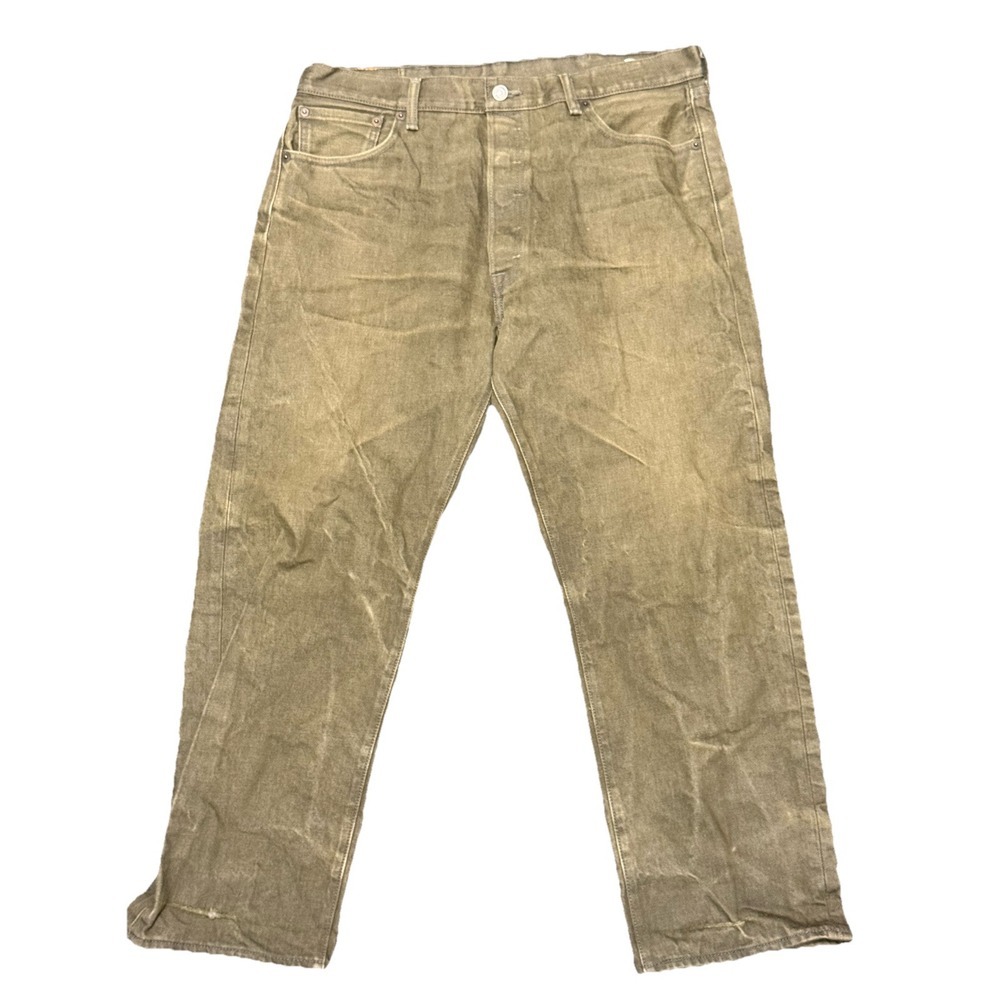 Levi's 501 White Oak Cone‎ Green Denim Minimally Distressed Jeans